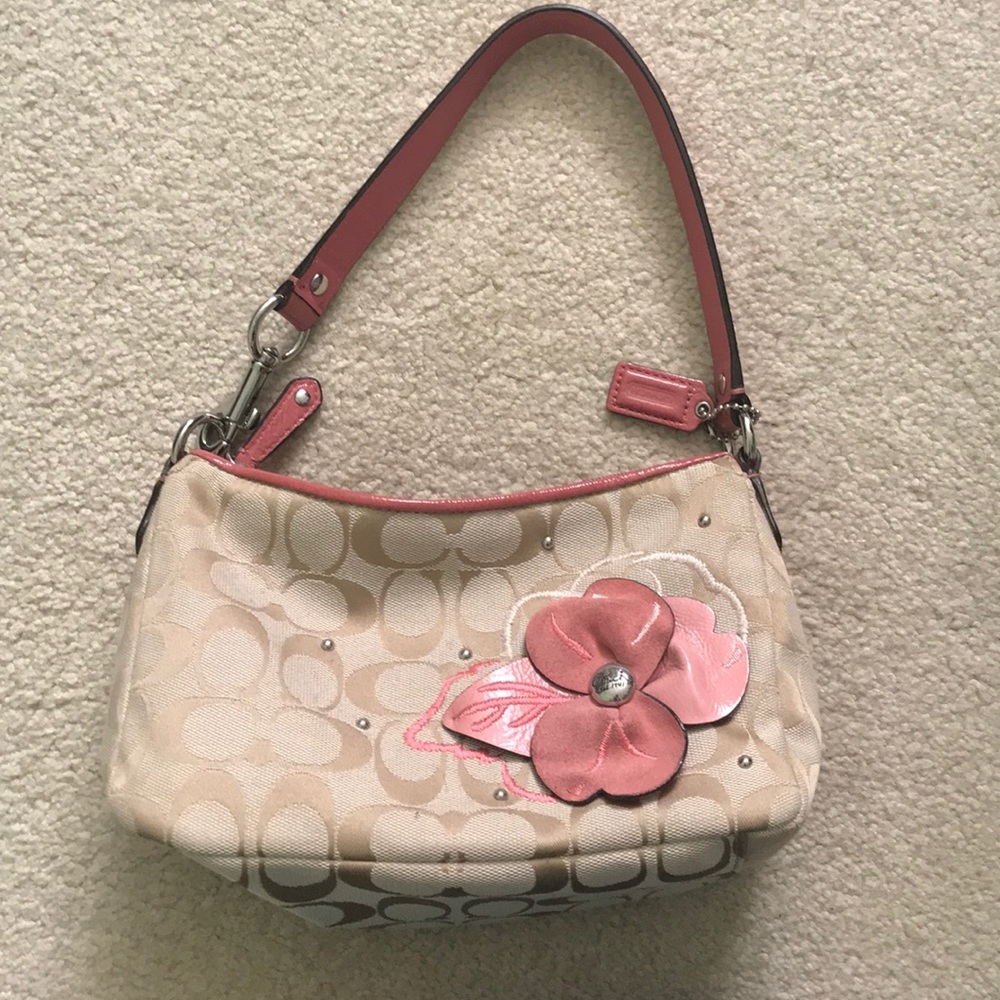 Small Coach Purse coral & tan